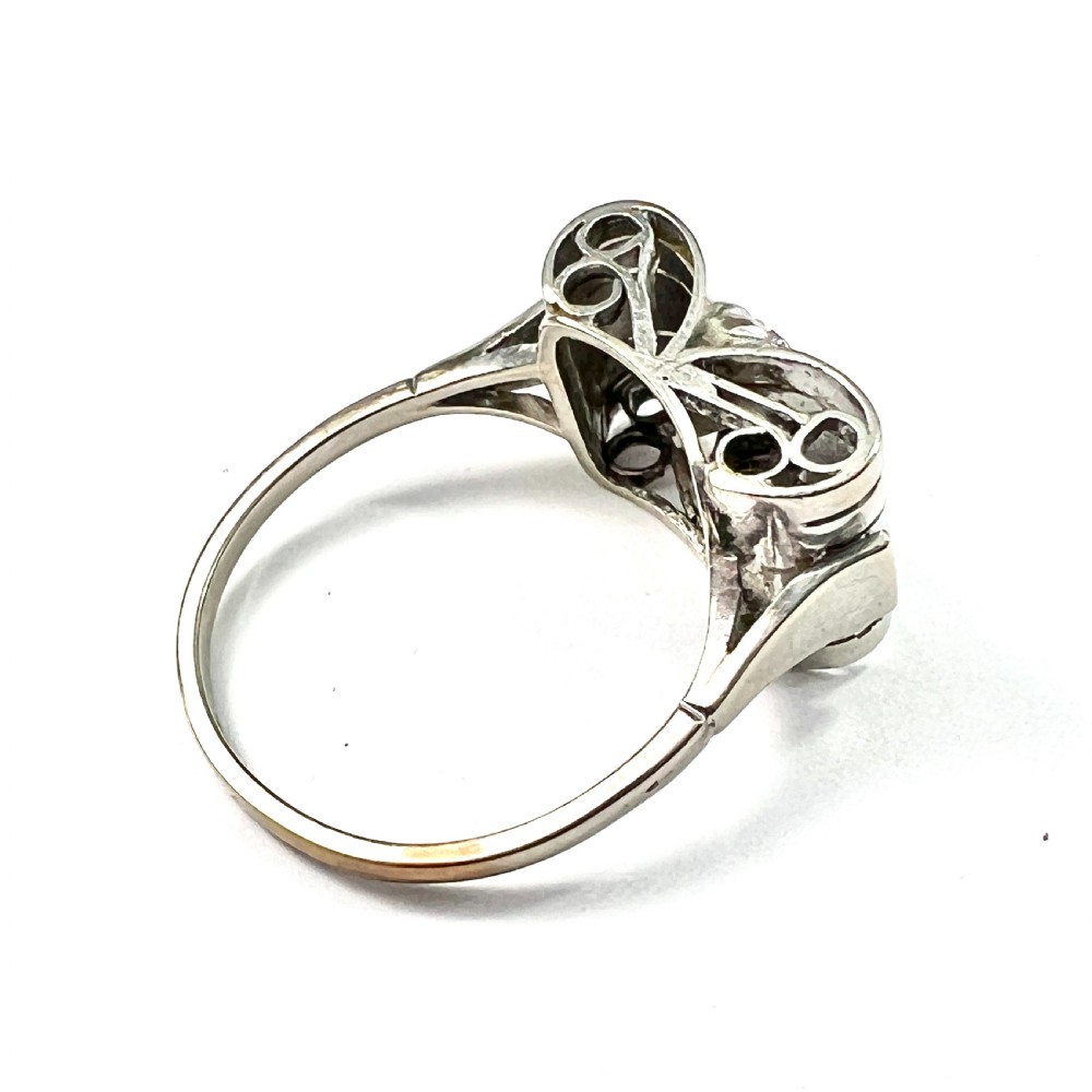1940s Diamond 14CT White Gold Bow Ring View IX