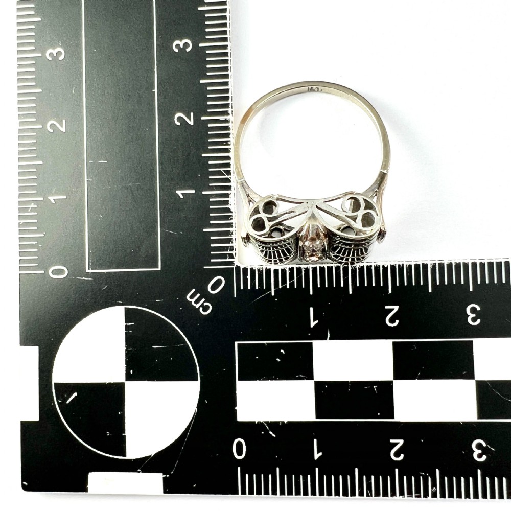 1940s Diamond 14CT White Gold Bow Ring View XI