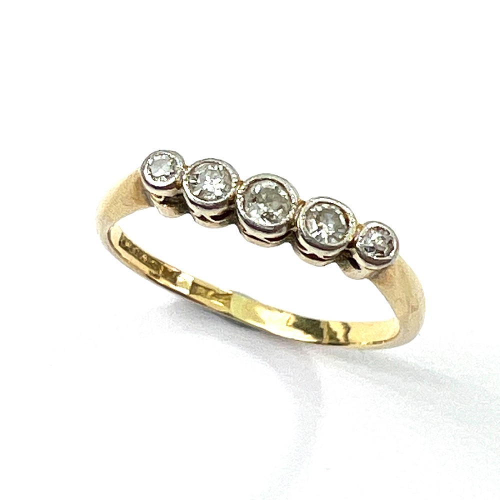 Art Deco Five-Stone Diamond 18CT Gold Platinum Engagement Ring