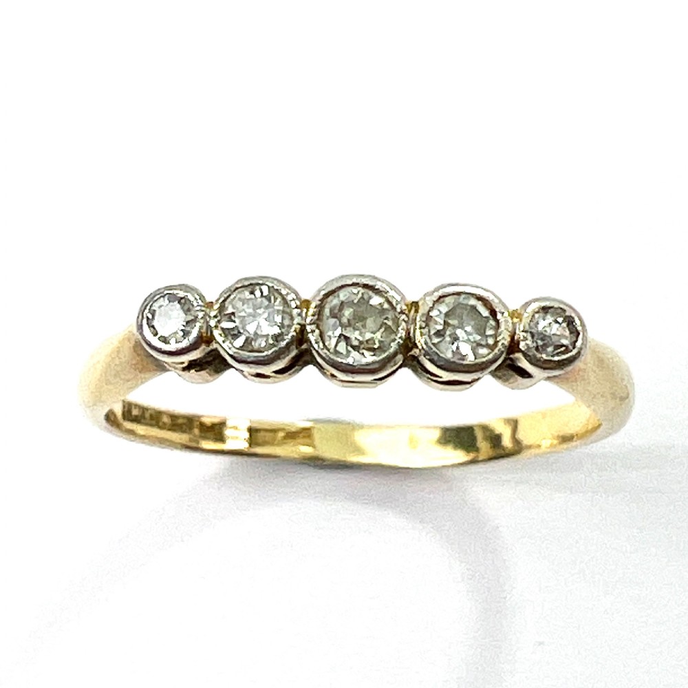 Art Deco Five-Stone Diamond 18CT Gold Platinum Engagement Ring View II