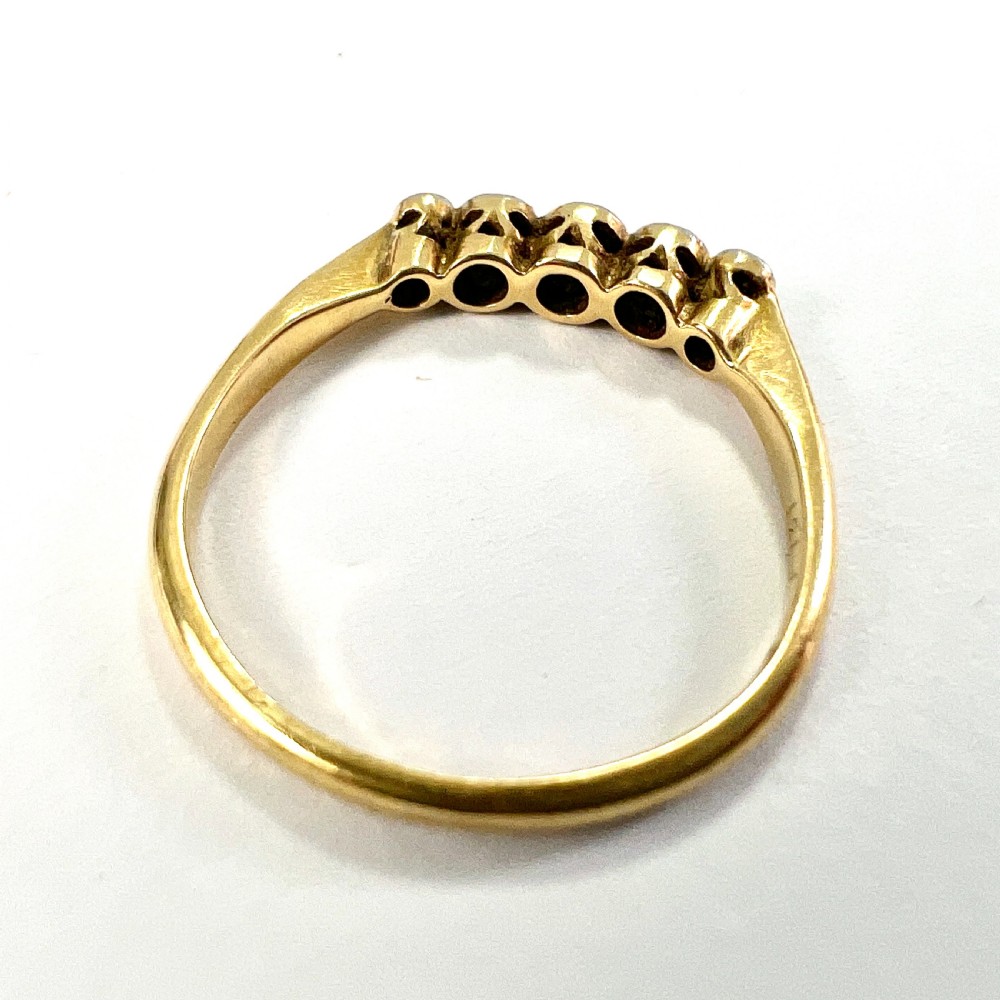 Art Deco Five-Stone Diamond 18CT Gold Platinum Engagement Ring View IV