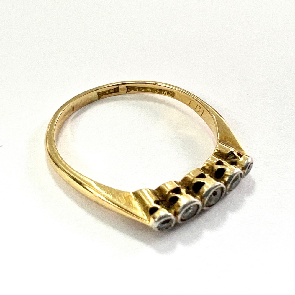 Art Deco Five-Stone Diamond 18CT Gold Platinum Engagement Ring View V