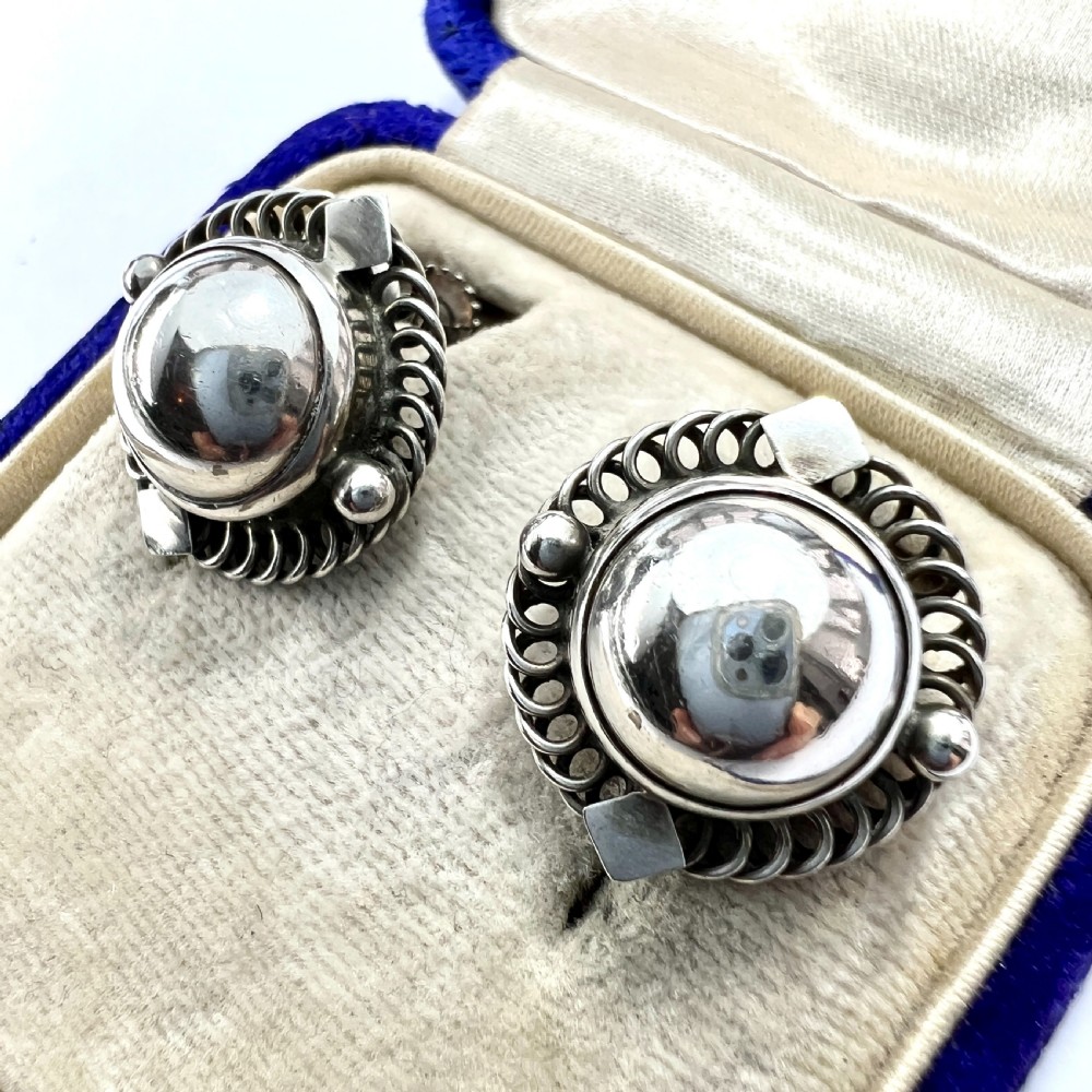 RESERVED • Vintage Georg Jensen Silver Screwback Earrings View II