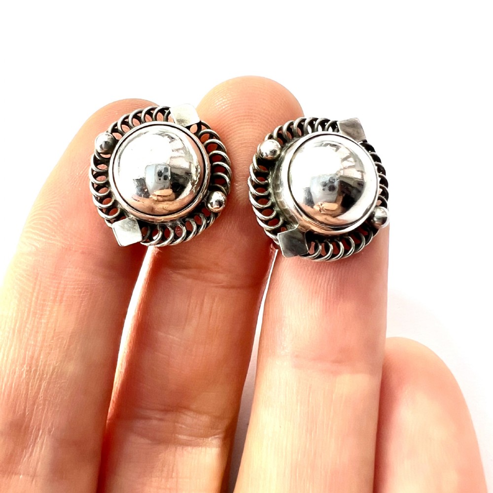 RESERVED • Vintage Georg Jensen Silver Screwback Earrings View VIII
