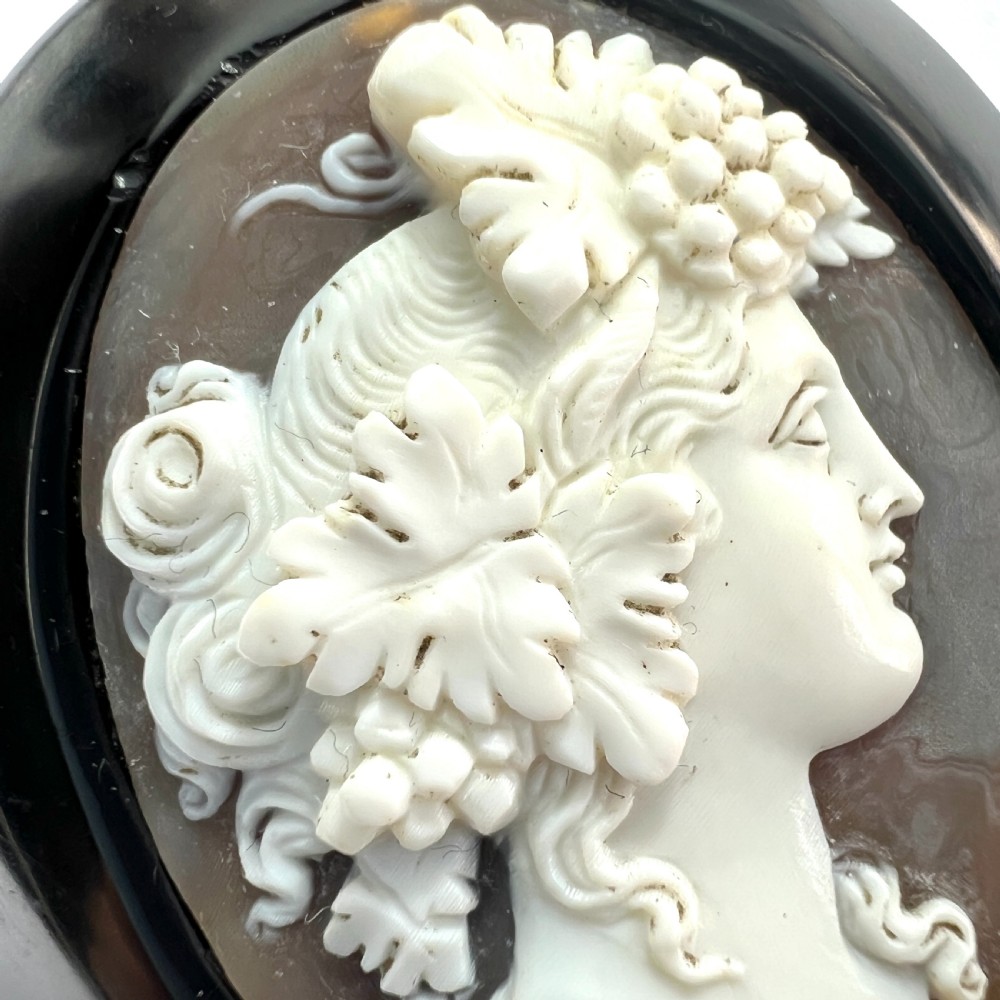 Victorian Carved Shell Bacchus Cameo Brooch  View II