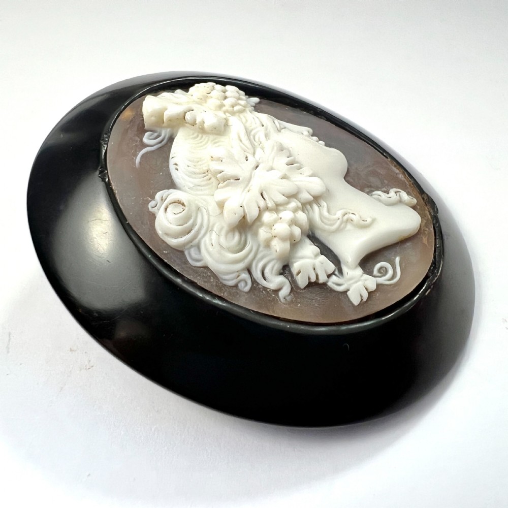 Victorian Carved Shell Bacchus Cameo Brooch  View IV