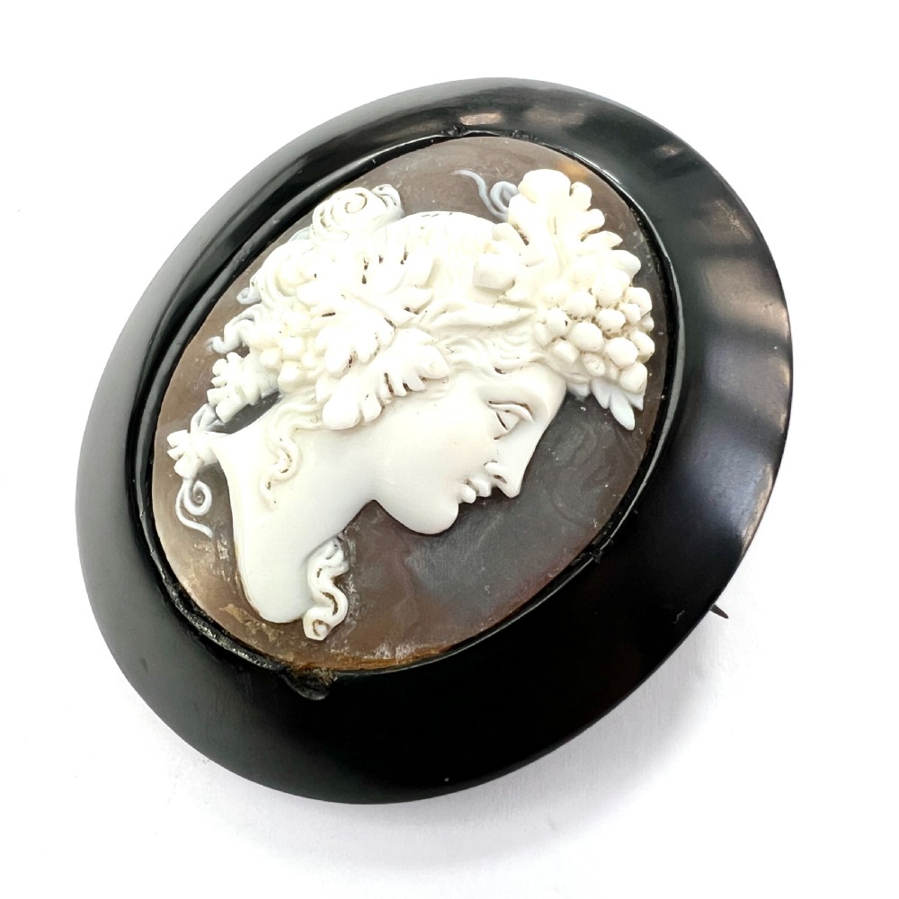 Victorian Carved Shell Bacchus Cameo Brooch  View VIII