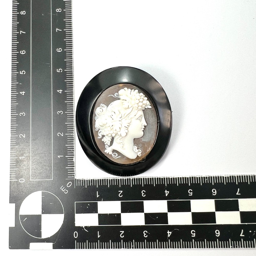 Victorian Carved Shell Bacchus Cameo Brooch  View IX