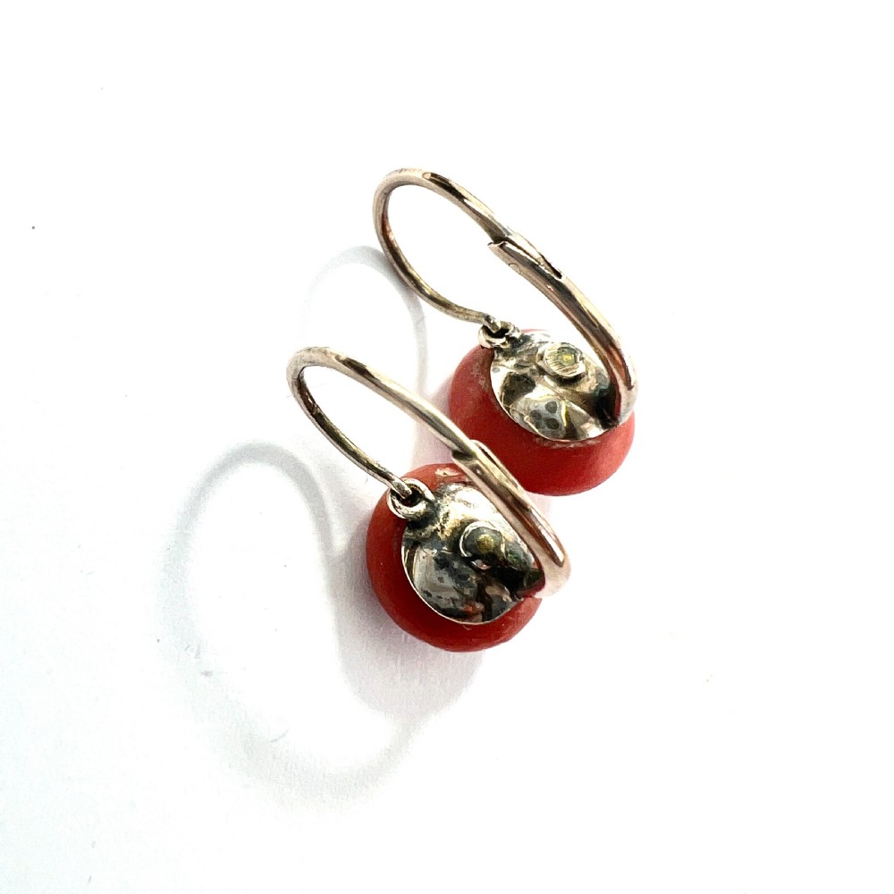 Victorian Coral and Pearl 9CT Gold Dormeuses Earrings View VI