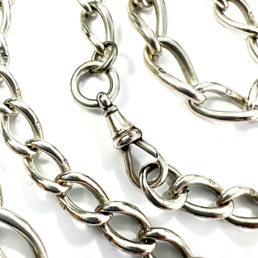 Victorian Hallmarked Silver Graduated Chain Necklace View II
