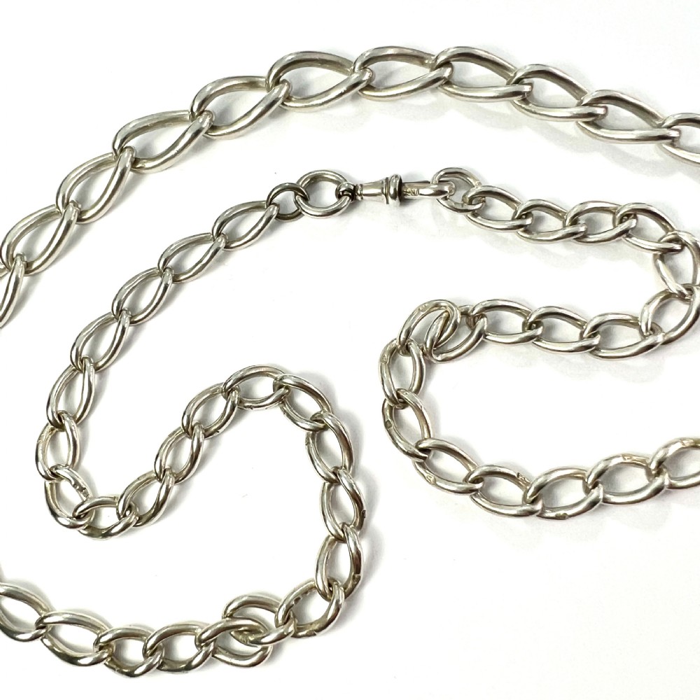 Victorian Hallmarked Silver Graduated Chain Necklace View V