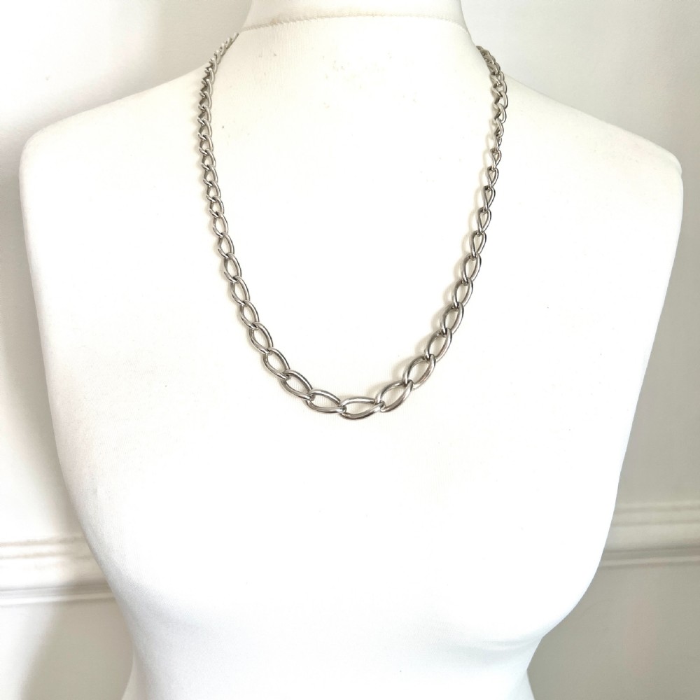 Victorian Hallmarked Silver Graduated Chain Necklace View VII