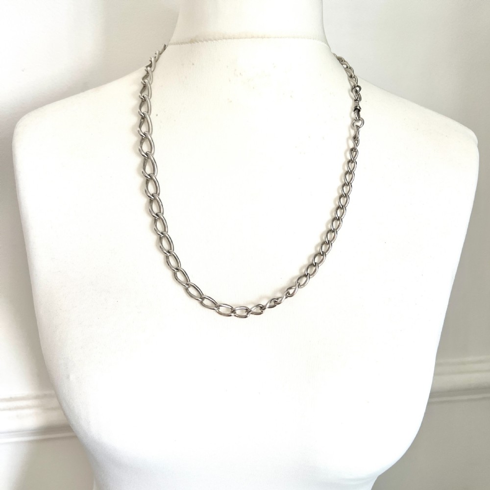 Victorian Hallmarked Silver Graduated Chain Necklace View VIII