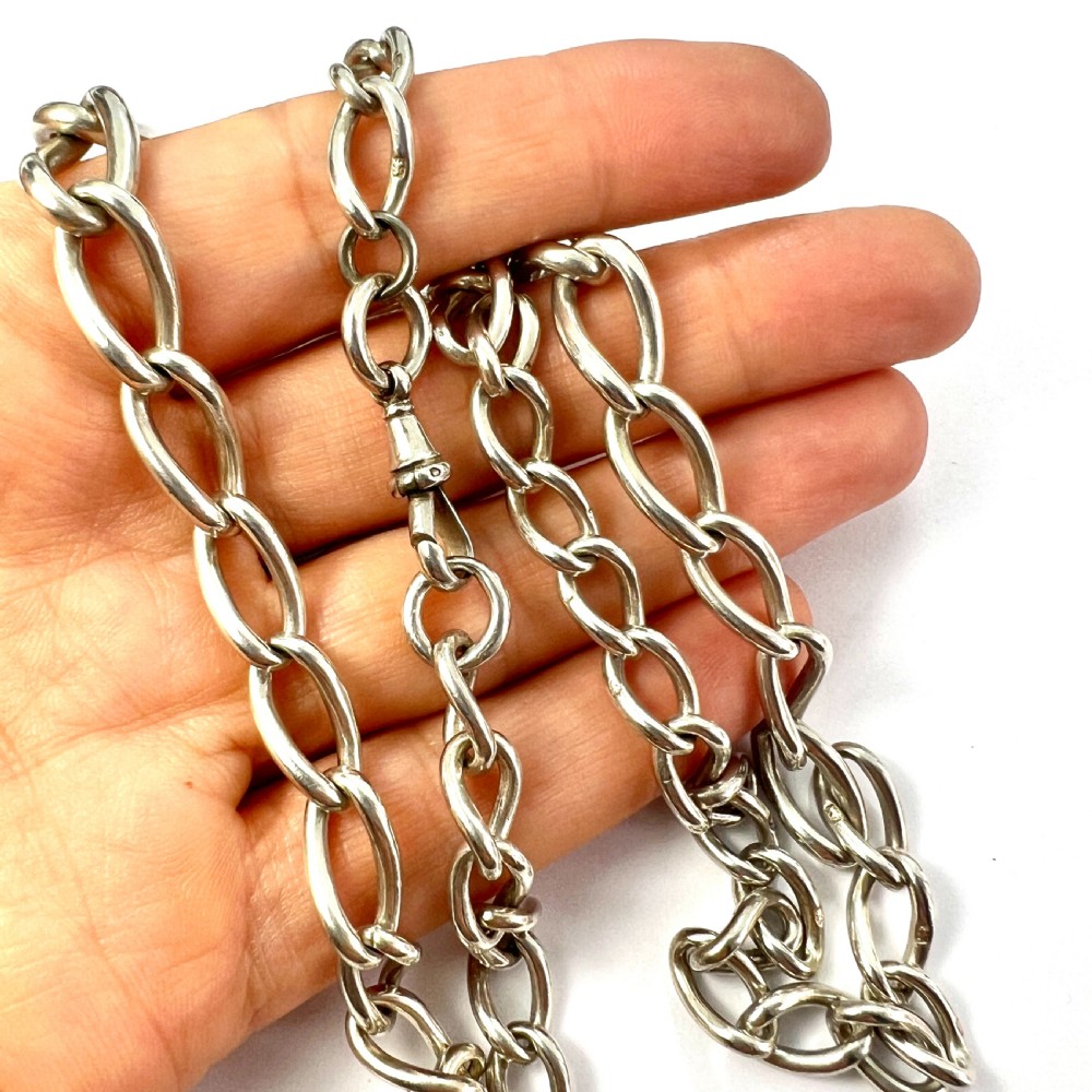 Victorian Hallmarked Silver Graduated Chain Necklace View IX