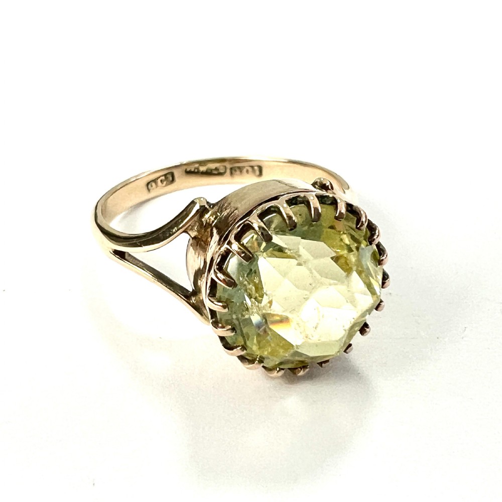 Edwardian 9CT Gold Paste Solitaire Ring View IV