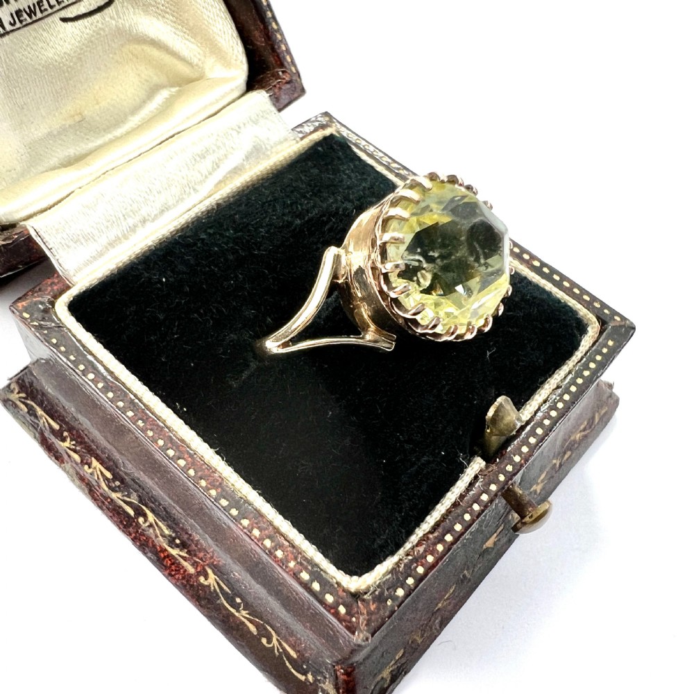 Edwardian 9CT Gold Paste Solitaire Ring View IX