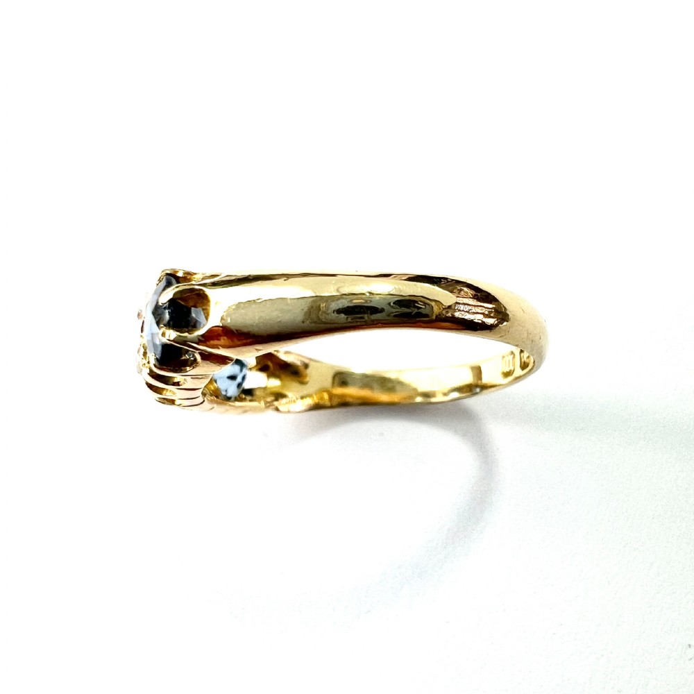 Victorian 1896 Sapphire and Diamond 18CT Gold Dress Ring View IV