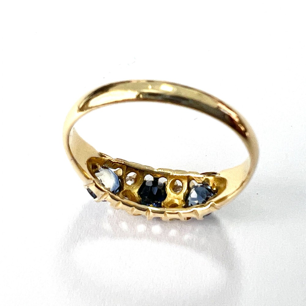 Victorian 1896 Sapphire and Diamond 18CT Gold Dress Ring View VI