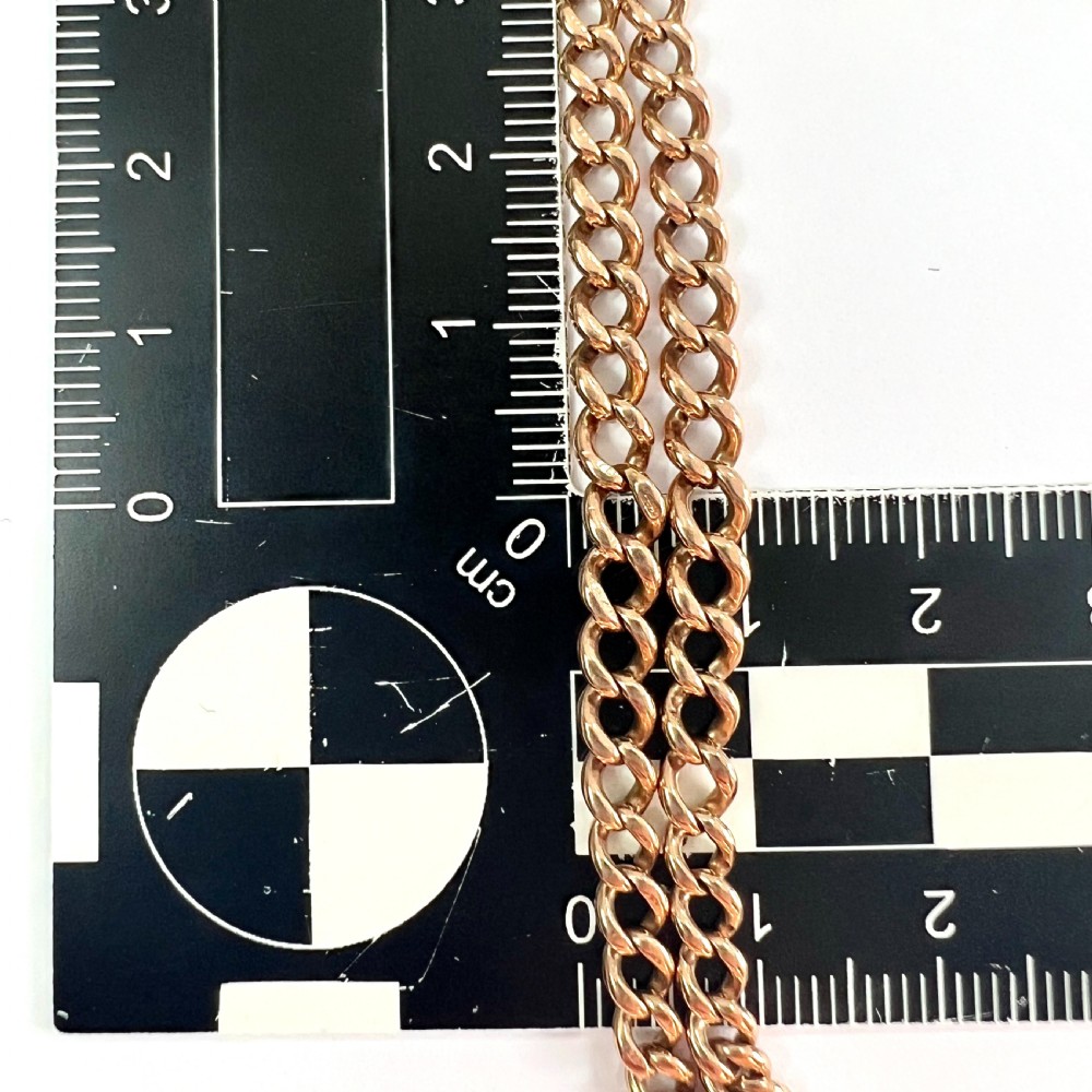 Victorian 9CT Rose Gold Double Curb Chain Bracelet with Dog Clip View VI