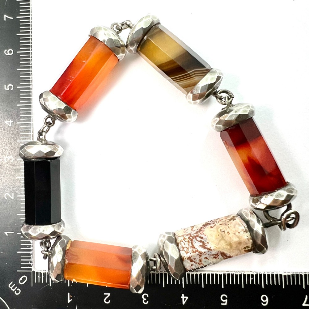 Victorian Chunky Scottish Agate Sterling Silver Bracelet View VIII