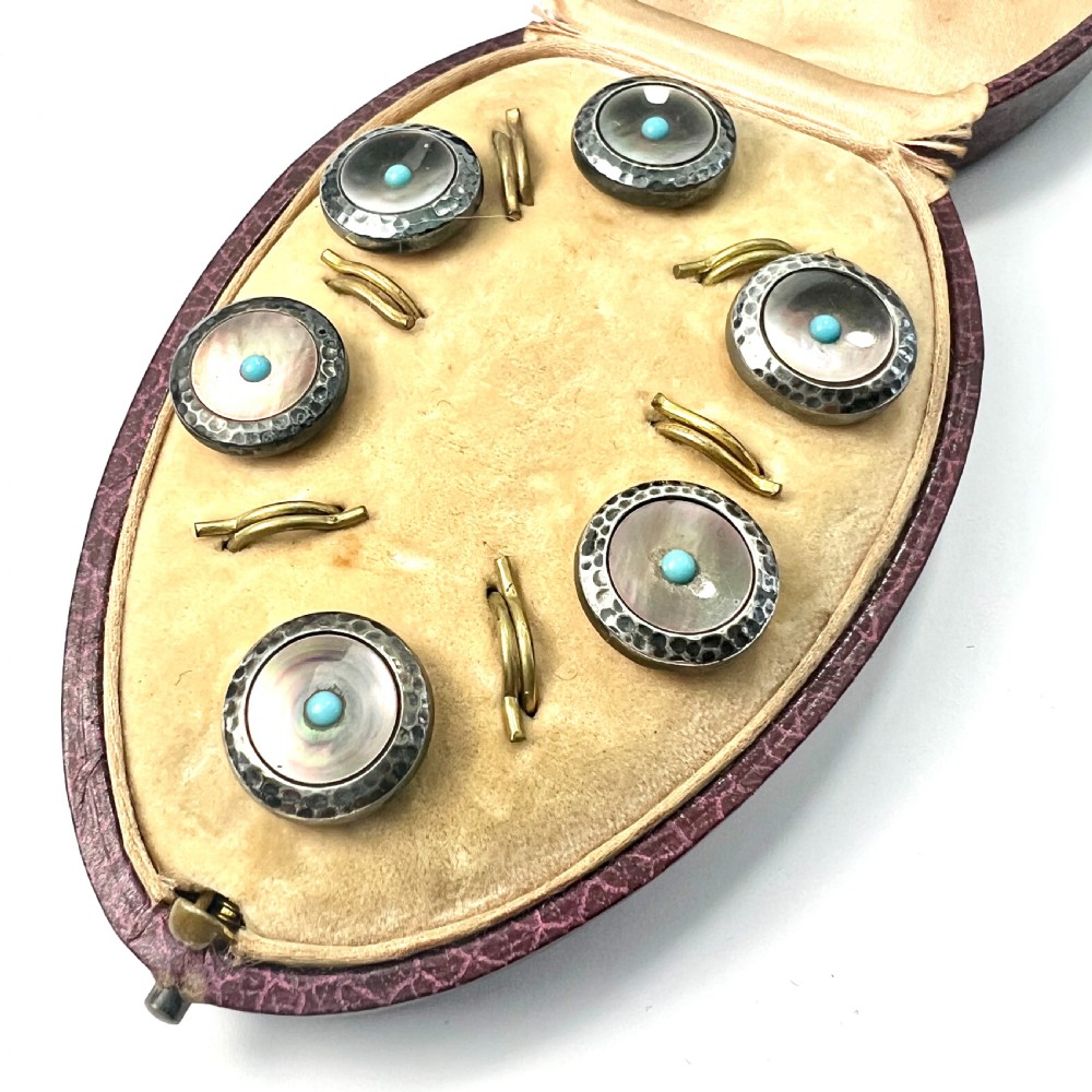 RESERVED • Boxed Set of Antique Arts and Crafts Mother of Pearl Dress Buttons