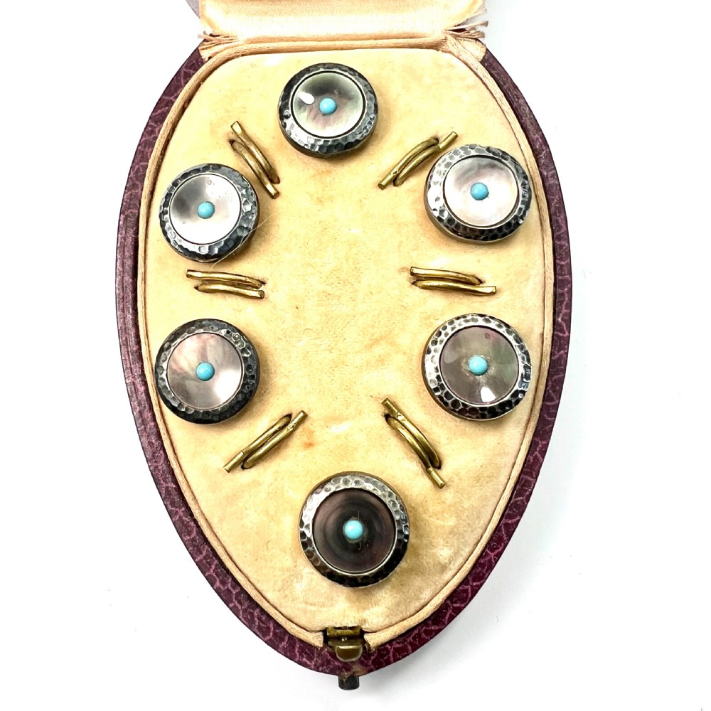 RESERVED • Boxed Set of Antique Arts and Crafts Mother of Pearl Dress Buttons View II