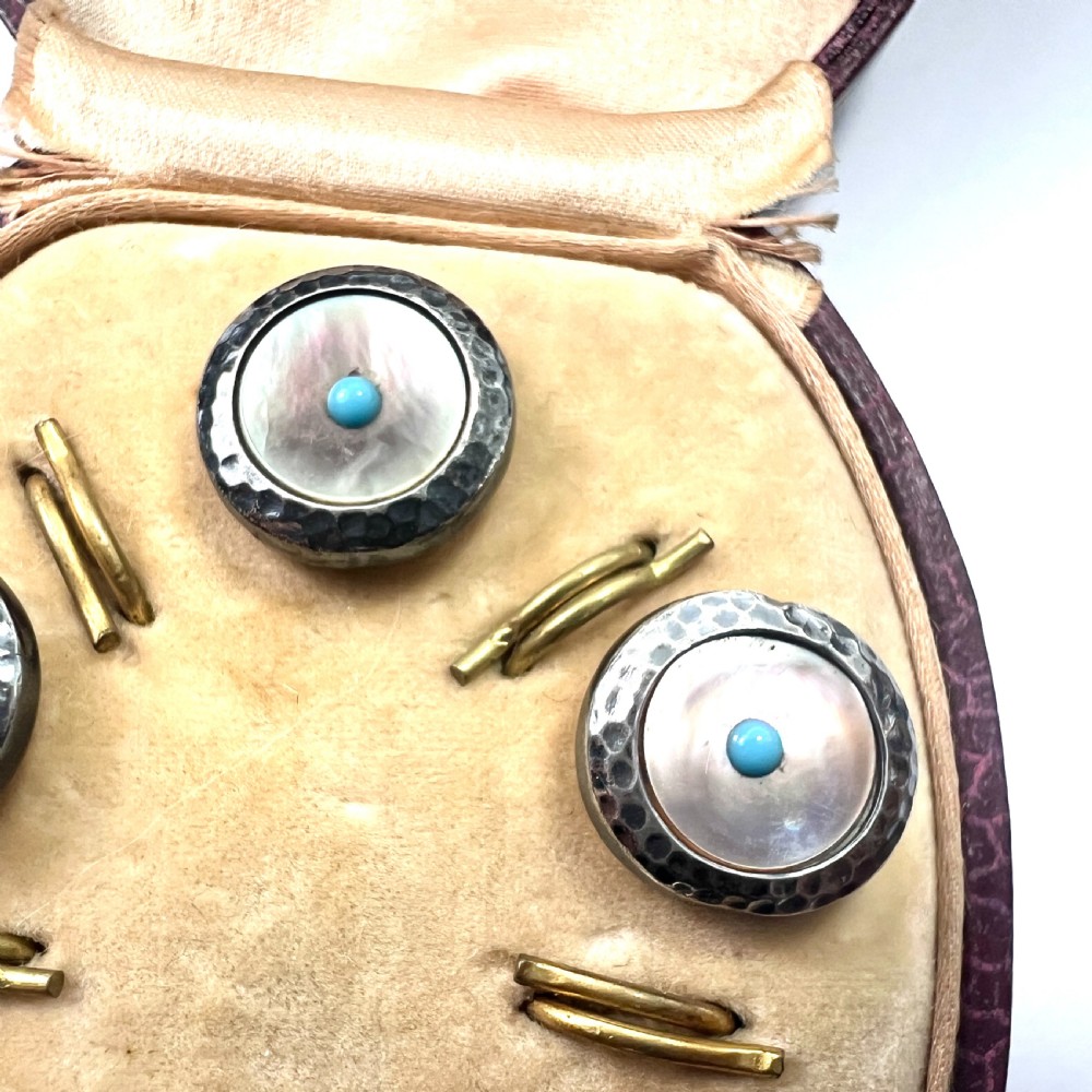 RESERVED • Boxed Set of Antique Arts and Crafts Mother of Pearl Dress Buttons View IV