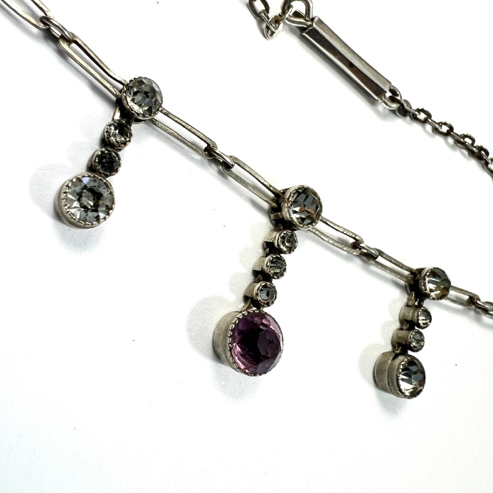 Art Deco Silver Paste Amethyst Necklace  View II