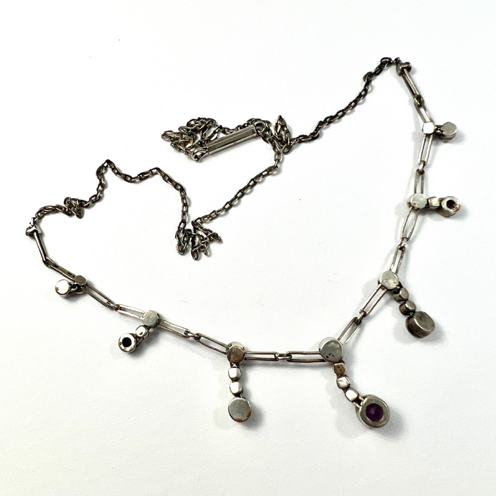 Art Deco Silver Paste Amethyst Necklace  View III