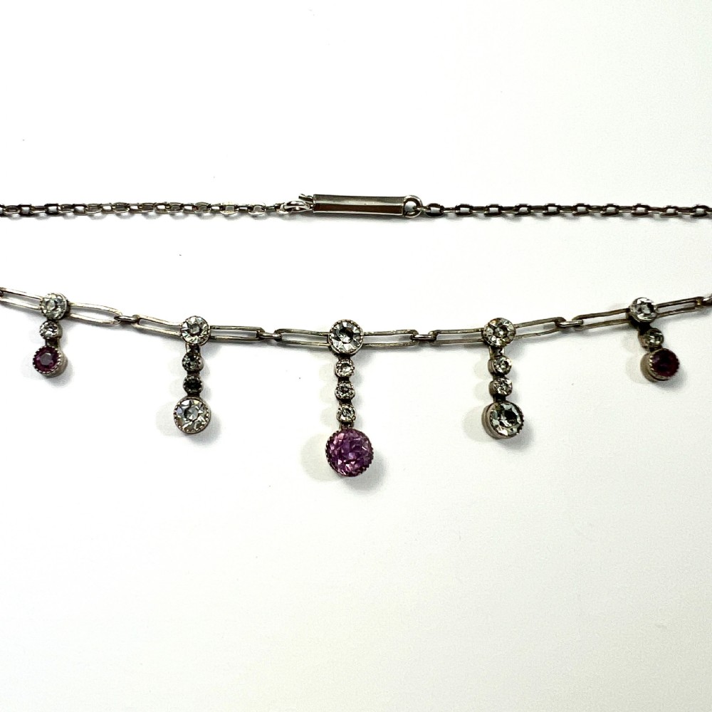 Art Deco Silver Paste Amethyst Necklace  View IV