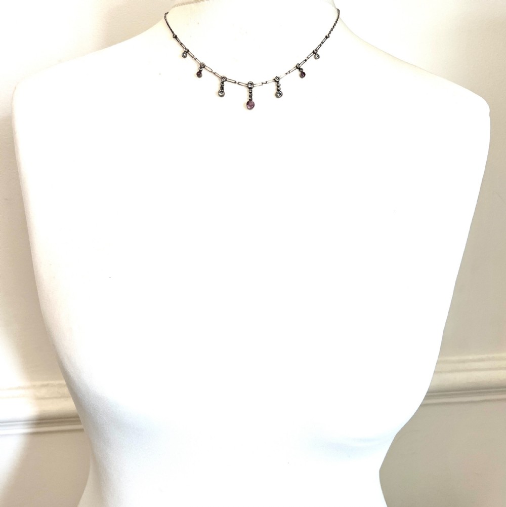 Art Deco Silver Paste Amethyst Necklace  View V