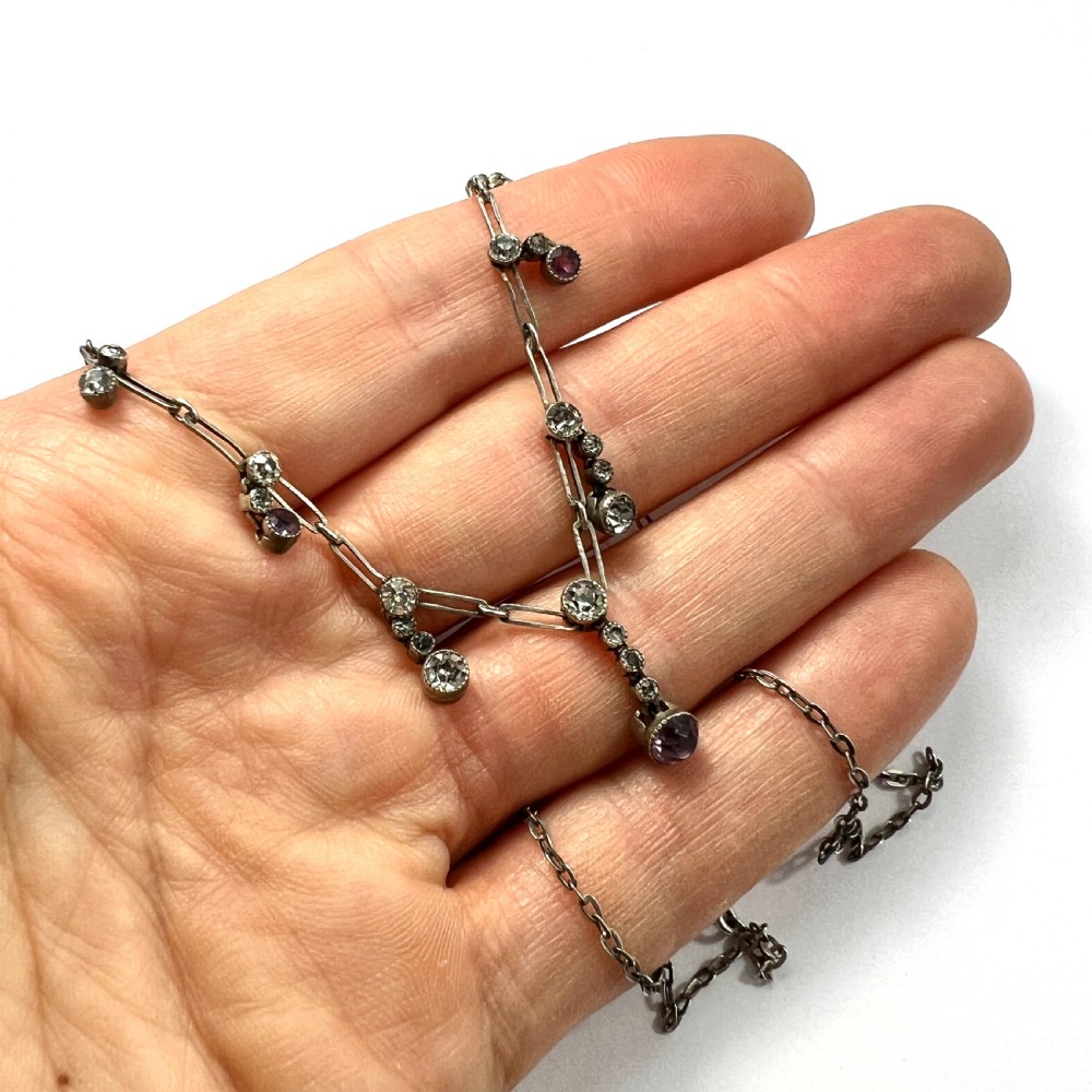 Art Deco Silver Paste Amethyst Necklace  View VI