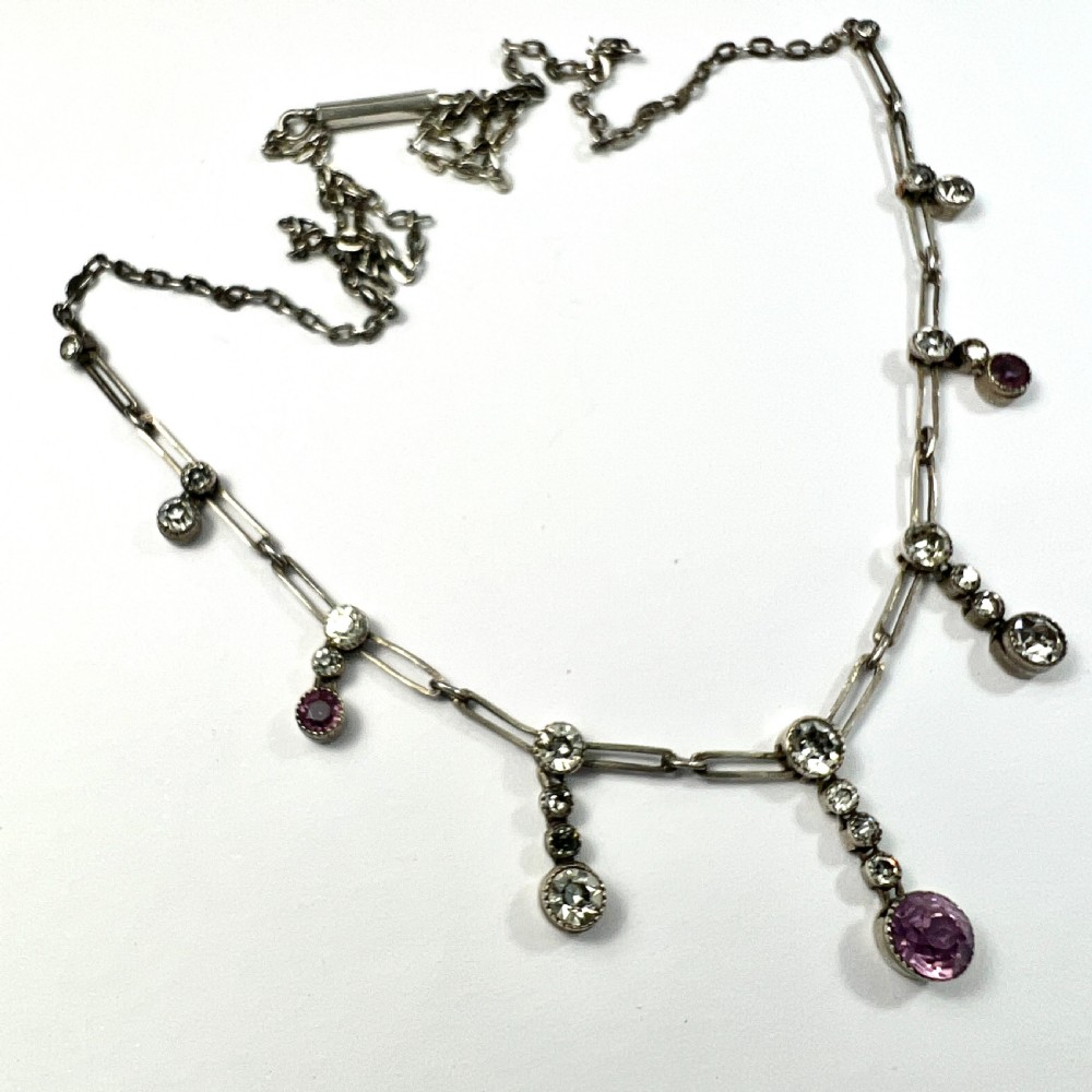 Art Deco Silver Paste Amethyst Necklace  View VII