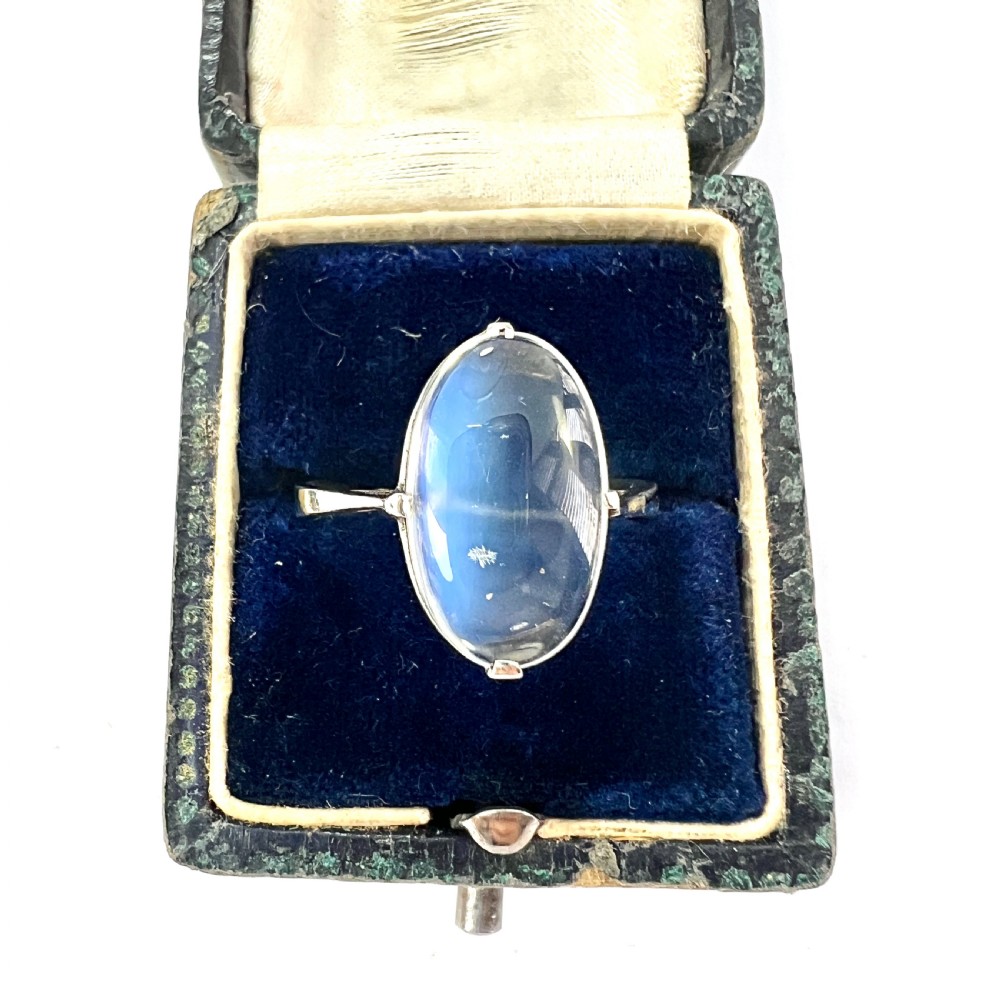 Vintage Moonstone Cabochon Silver Ring