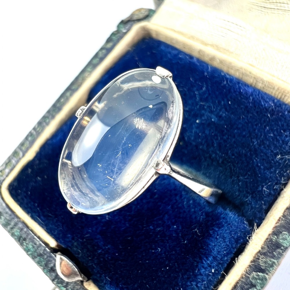 Vintage Moonstone Cabochon Silver Ring View II