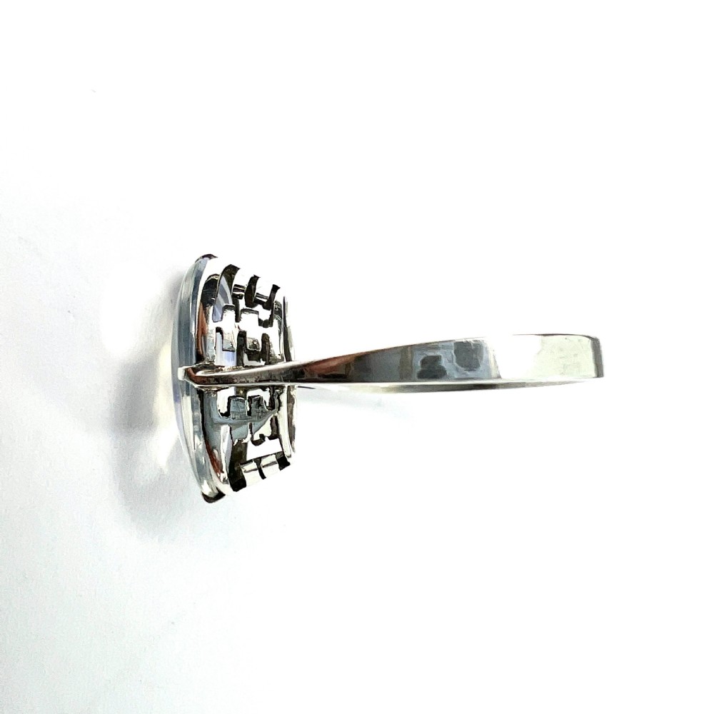 Vintage Moonstone Cabochon Silver Ring View VI