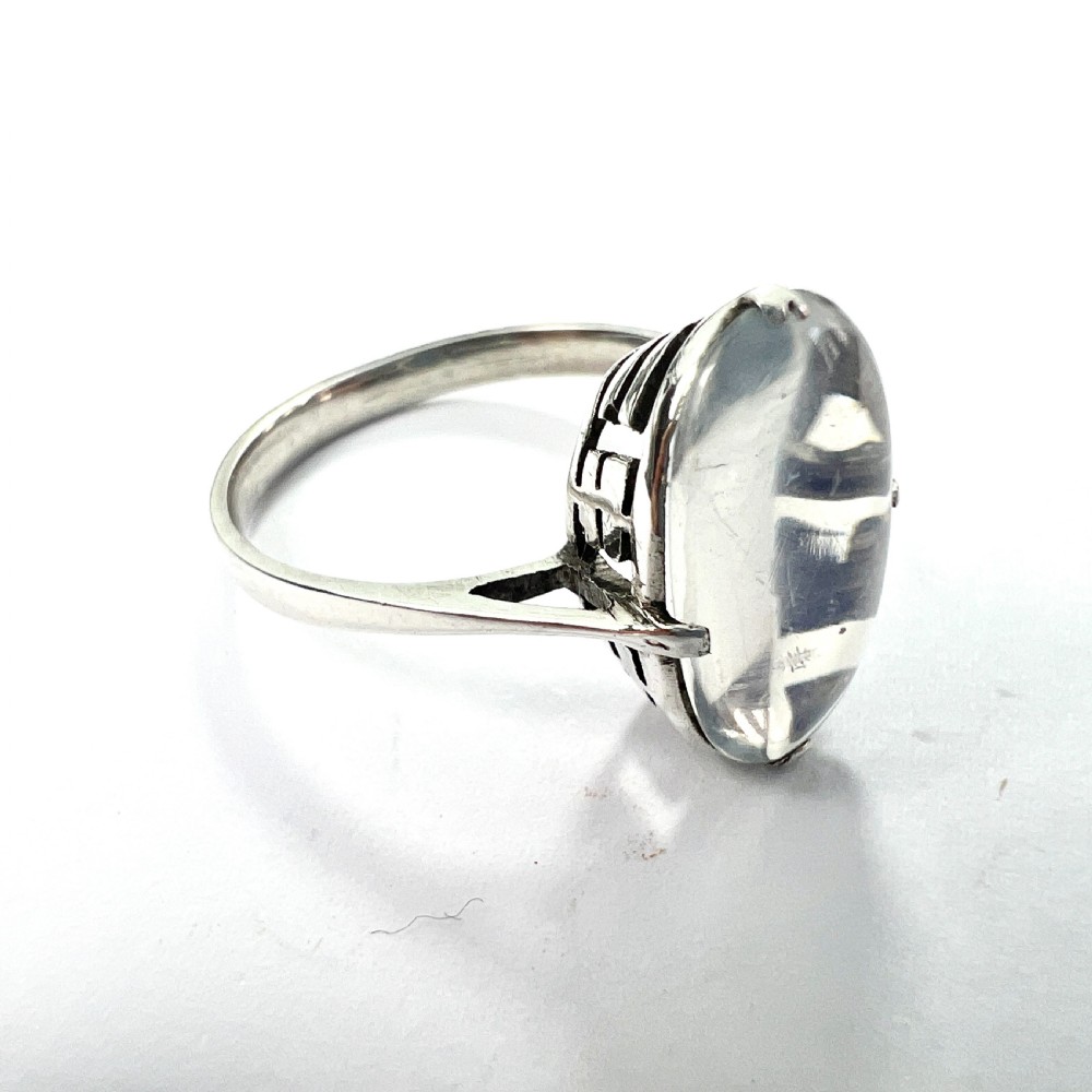 Vintage Moonstone Cabochon Silver Ring View VIII
