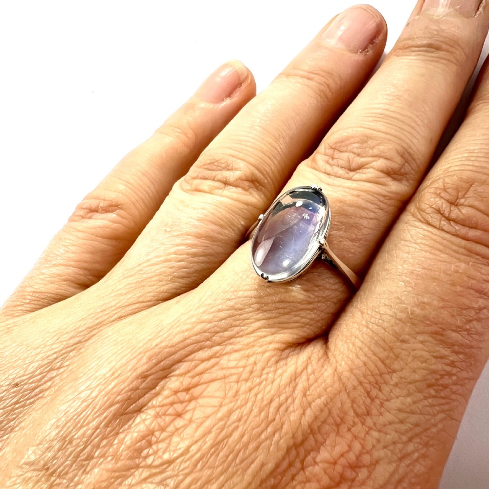 Vintage Moonstone Cabochon Silver Ring View IX