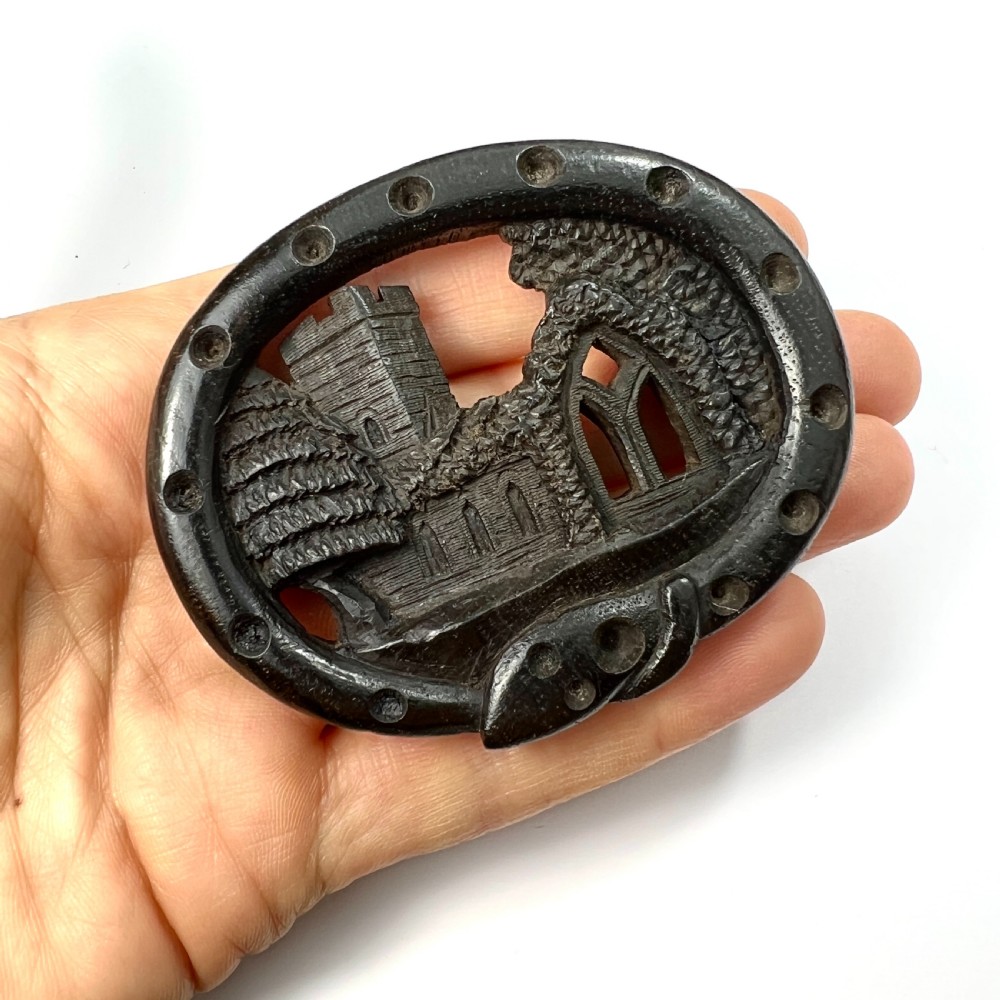 Huge Victorian Snake Brooch in Irish Bog Oak View V