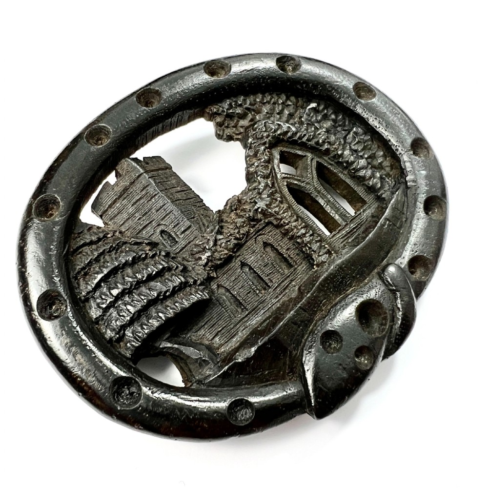 Huge Victorian Snake Brooch in Irish Bog Oak View VI