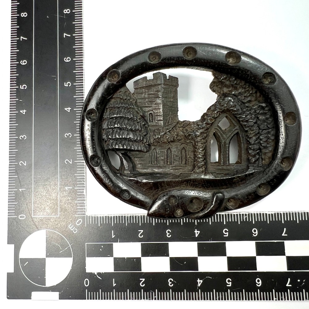 Huge Victorian Snake Brooch in Irish Bog Oak View VII