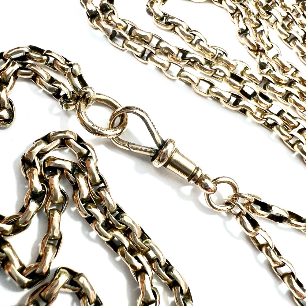 Very Long Victorian 9CT Gold Longuard Chain with Albert Clip View II