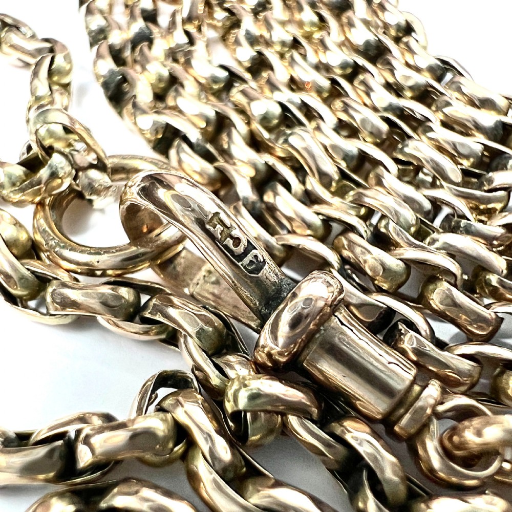 Very Long Victorian 9CT Gold Longuard Chain with Albert Clip View III