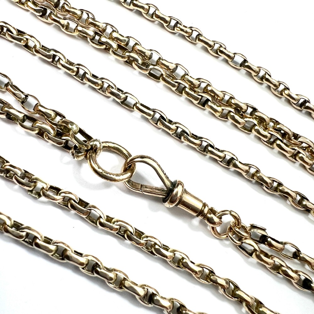 Very Long Victorian 9CT Gold Longuard Chain with Albert Clip View IV