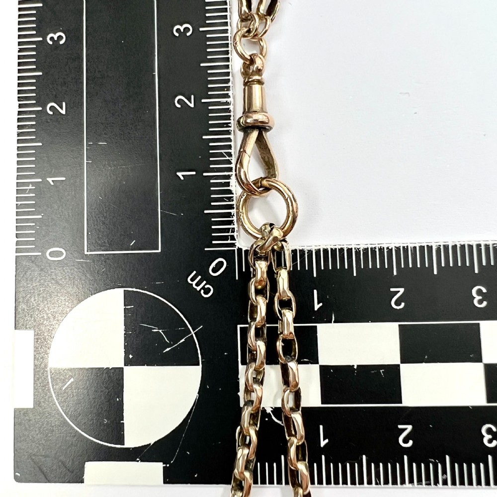 Very Long Victorian 9CT Gold Longuard Chain with Albert Clip View VI