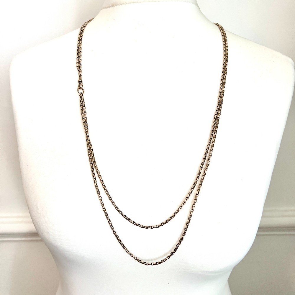 Very Long Victorian 9CT Gold Longuard Chain with Albert Clip View VII