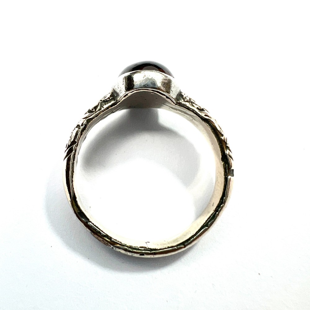 Georgian Silver and Gold Cased Garnet Solitaire Ring View VI