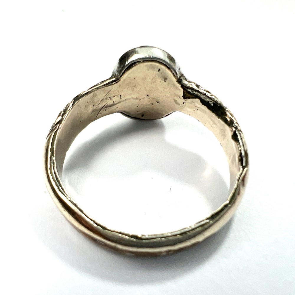 Georgian Silver and Gold Cased Garnet Solitaire Ring View VIII