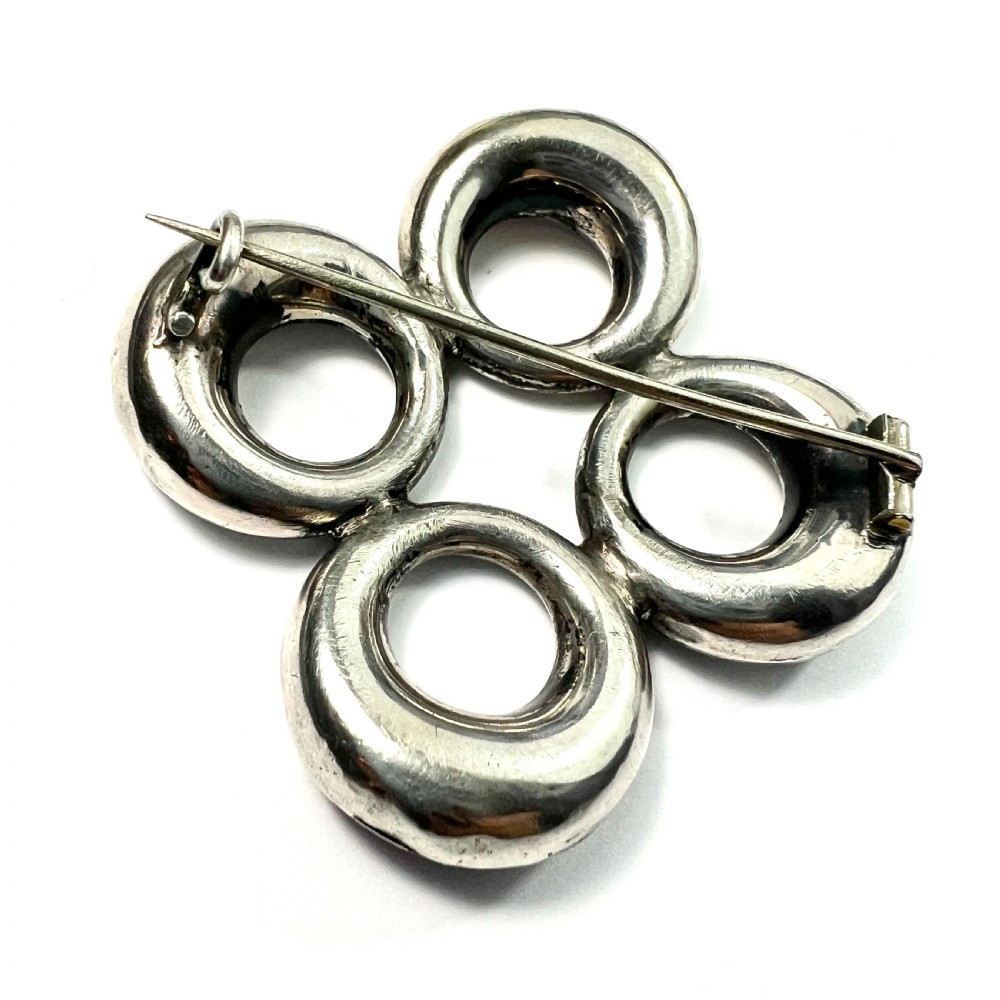 RESERVED for CG to 9 FEB • Victorian Scottish Agate Silver Circles Brooch View V