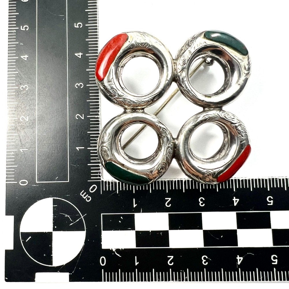 RESERVED for CG to 9 FEB • Victorian Scottish Agate Silver Circles Brooch View VI